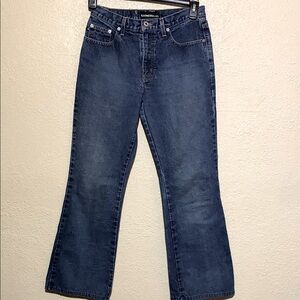Express Jeans 7/8R Blue Logo Extreme Flare/Bootcut 5-Pocket Cotton
